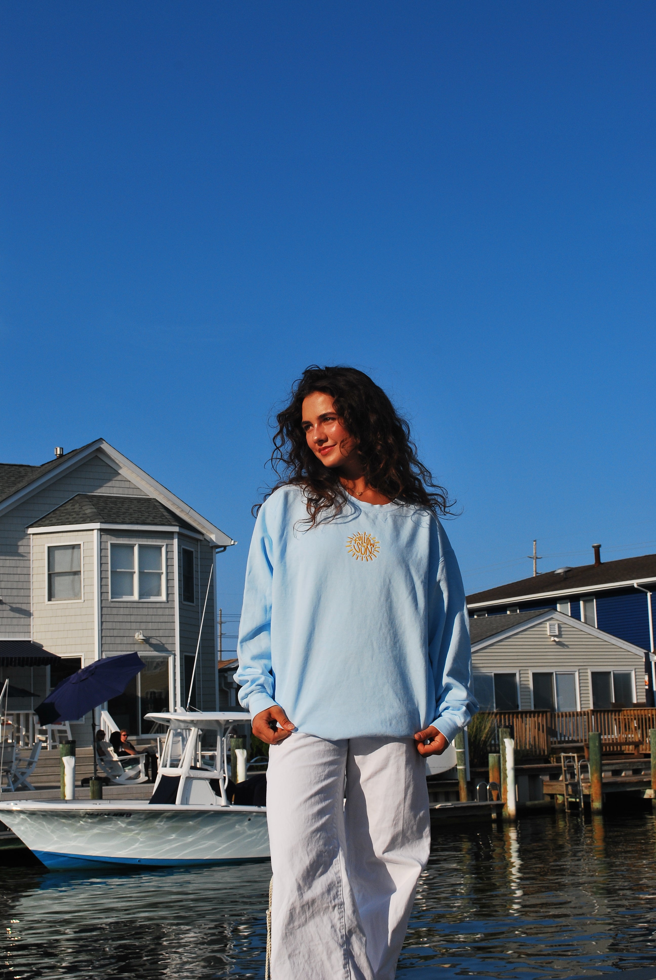 Follow the Sun Crewneck (Coastal Cloud Blue)